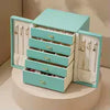 Large Faux Leather Jewelry Box with Multiple Drawers