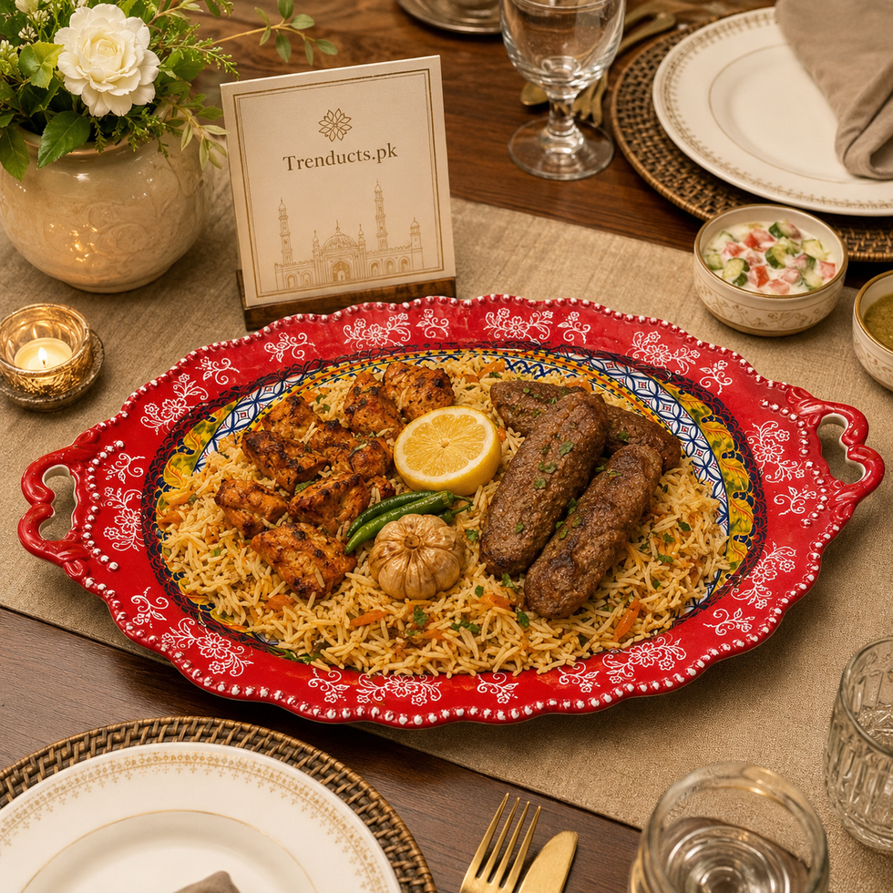 Large Kebab & Mandi Serving Platter – 18 × 11 Inch