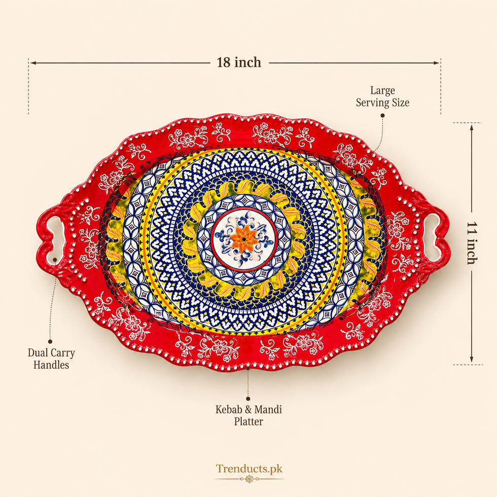 Large Kebab & Mandi Serving Platter – 18 × 11 Inch