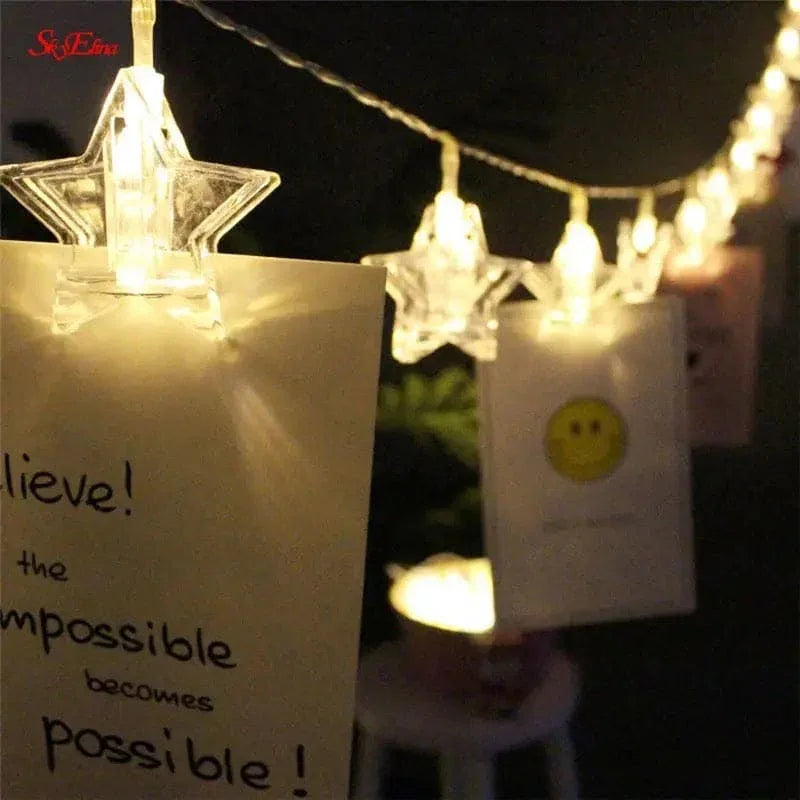 10 Pieces LED Photo Clip String Lights Star Design - Clarify.pk