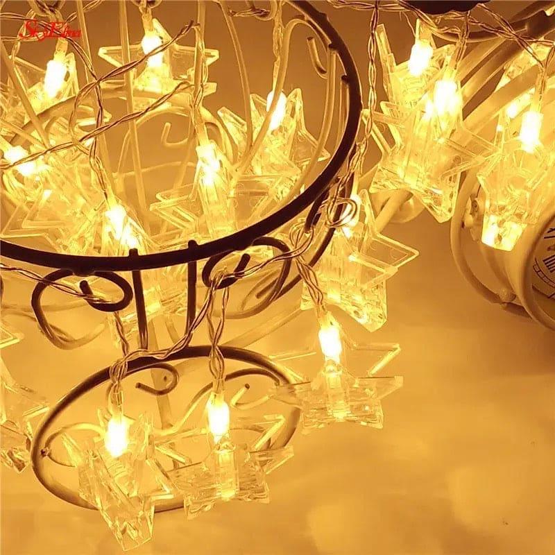10 Pieces LED Photo Clip String Lights Star Design - Clarify.pk