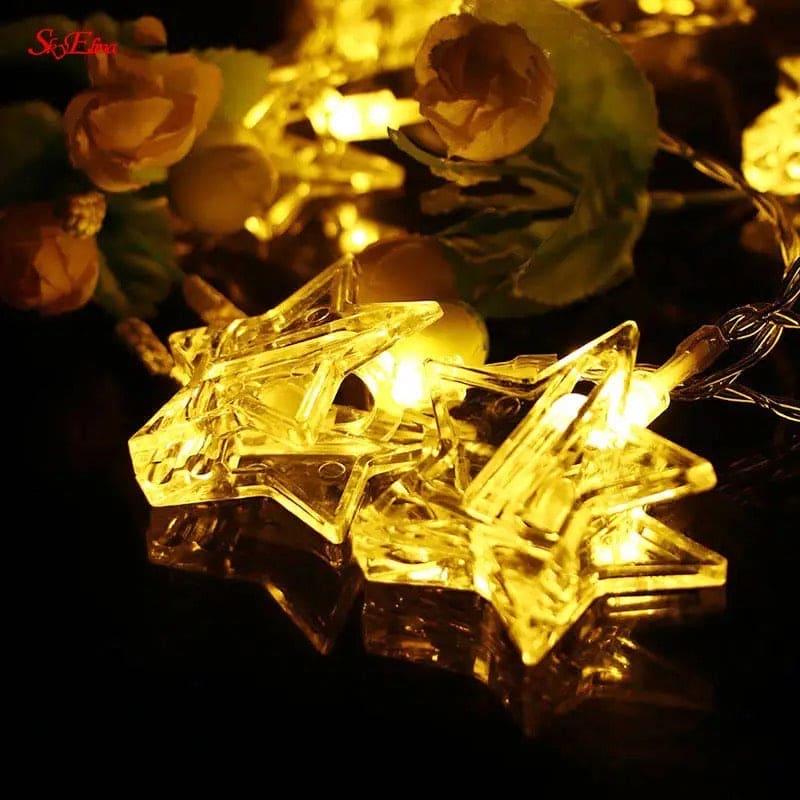 10 ٹکڑے ایل ای ڈی فوٹو کلپ سٹرنگ لائٹس سٹار ڈیزائن
