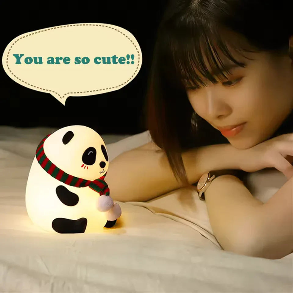 Cute Silicone Panda Lamp With Muffler - Night Light Lamp
