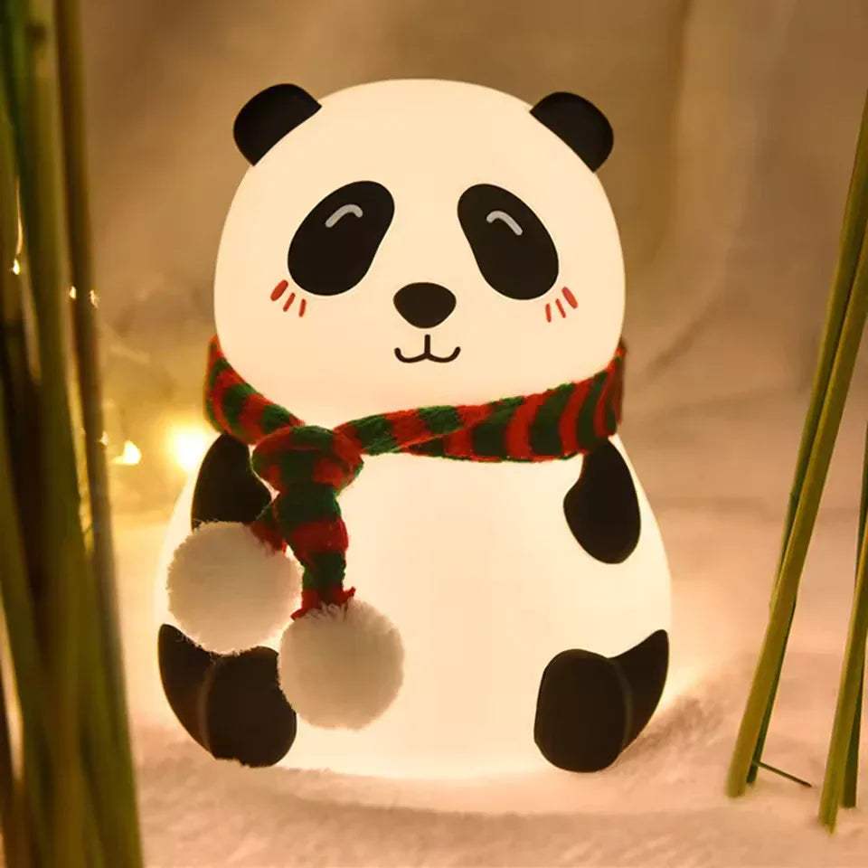Cute Silicone Panda Lamp With Muffler - Night Light Lamp