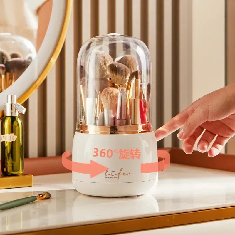 360° Rotating Makeup Organizer with Clear Cover - Clarify.pk