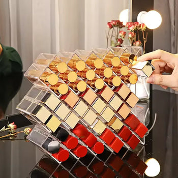 Lipstick Organizer with 16 Compartments - Clear Acrylic Storage Holder - Clarify.pk