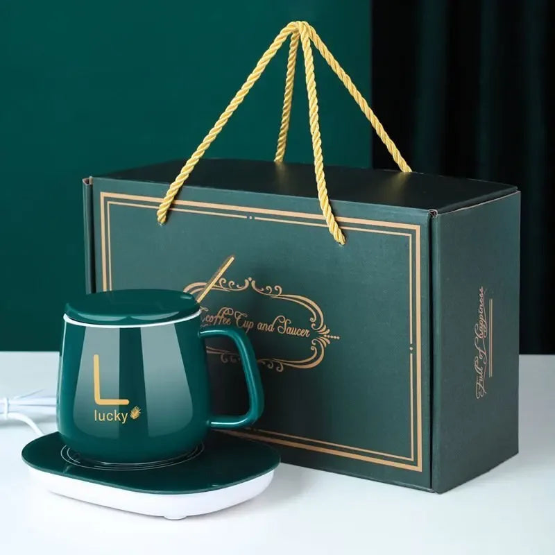 Ceramic Mug with Warmer - Stylish Coffee Set - Clarify.pk