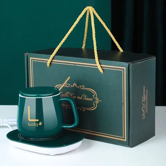 Ceramic Mug with Warmer - Stylish Coffee Set - Clarify.pk