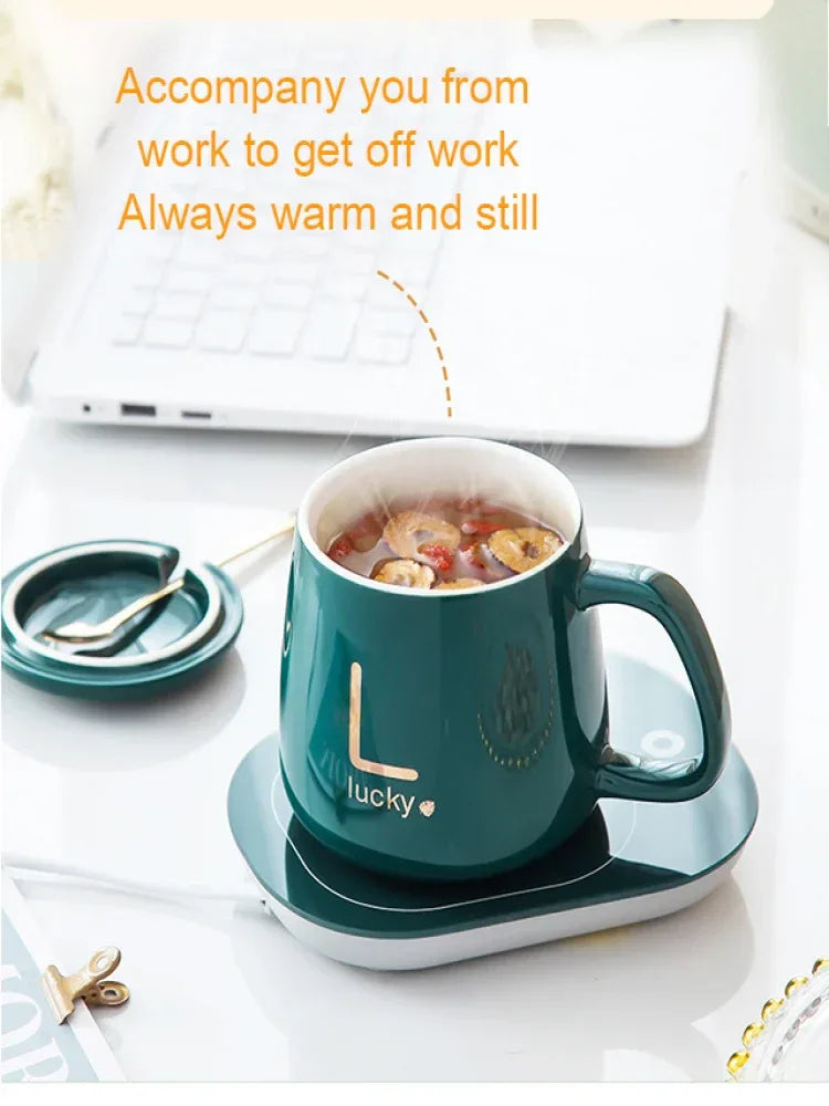 Ceramic Mug with Warmer - Stylish Coffee Set - Clarify.pk