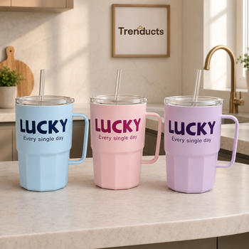 Lucky glass sipper in blue pink and purple