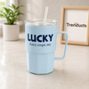 Lucky Glass Sipper with Handle, Lid & Straw