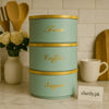 Luxury 3-Piece Round Tin Canister Set – Tea, Sugar & Coffee Storage - Clarify.pk