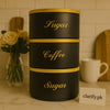 Luxury 3-Piece Round Tin Canister Set – Tea, Sugar & Coffee Storage - Clarify.pk