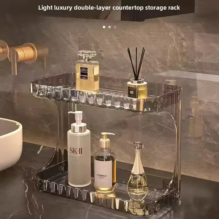 Double Layer Bathroom Organizer - Luxury Clear Rack - Clarify.pk