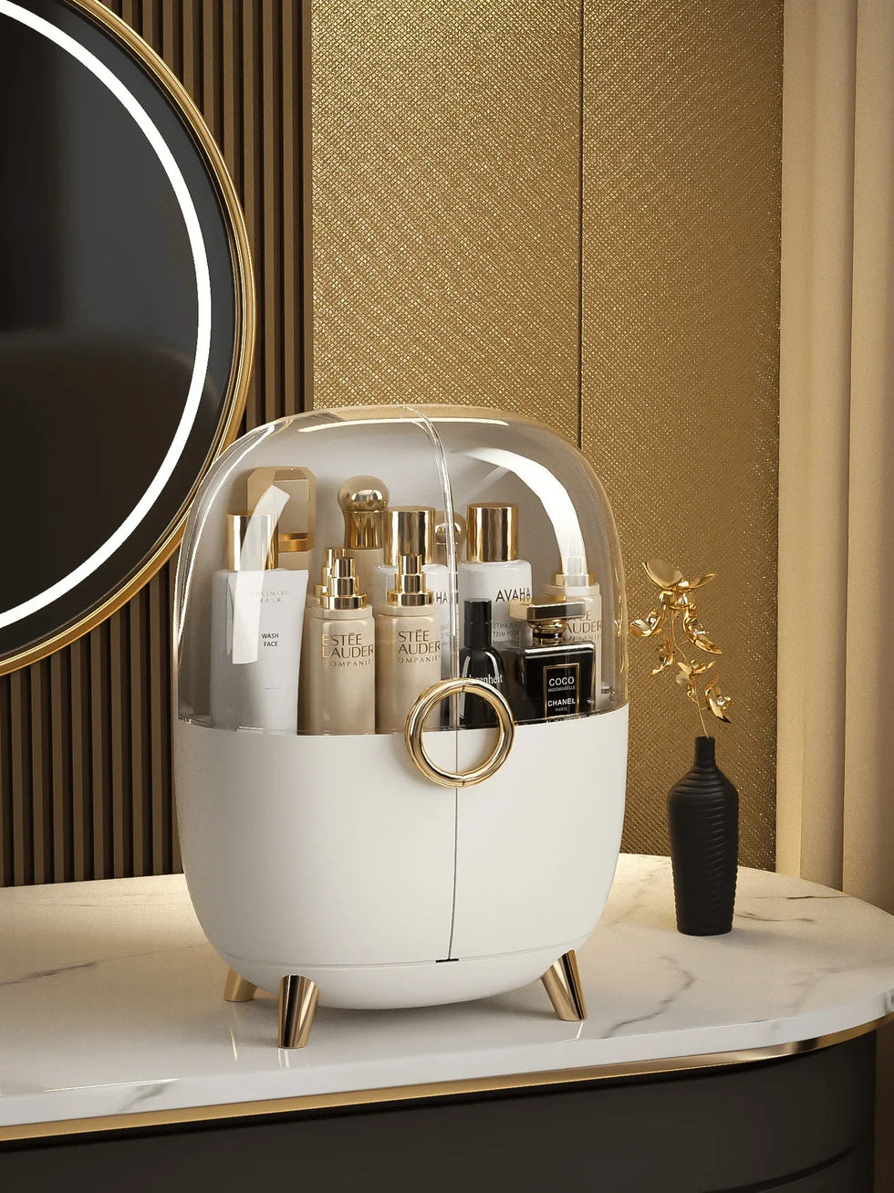 Luxury Cosmetics Storage Box with Clear Cover