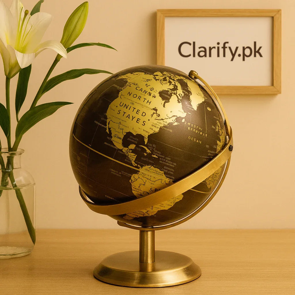 Luxury Decorative World Globe – Golden & Brown Edition - Clarify.pk