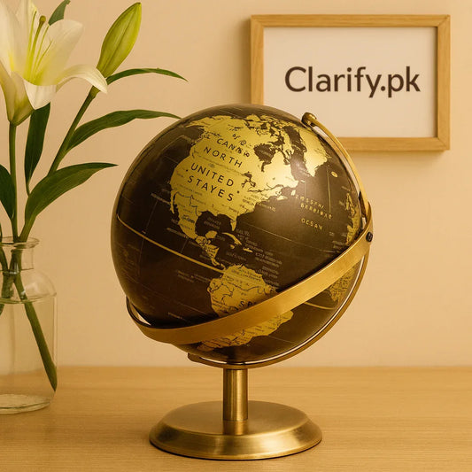 Luxury Decorative World Globe – Golden & Brown Edition - Clarify.pk