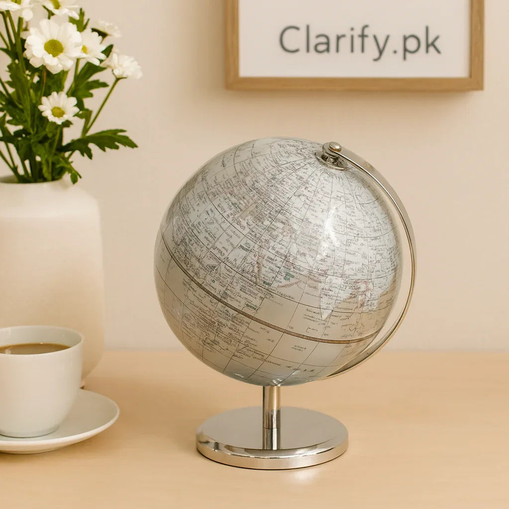 Luxury Decorative World Globe – Silver Edition - Clarify.pk