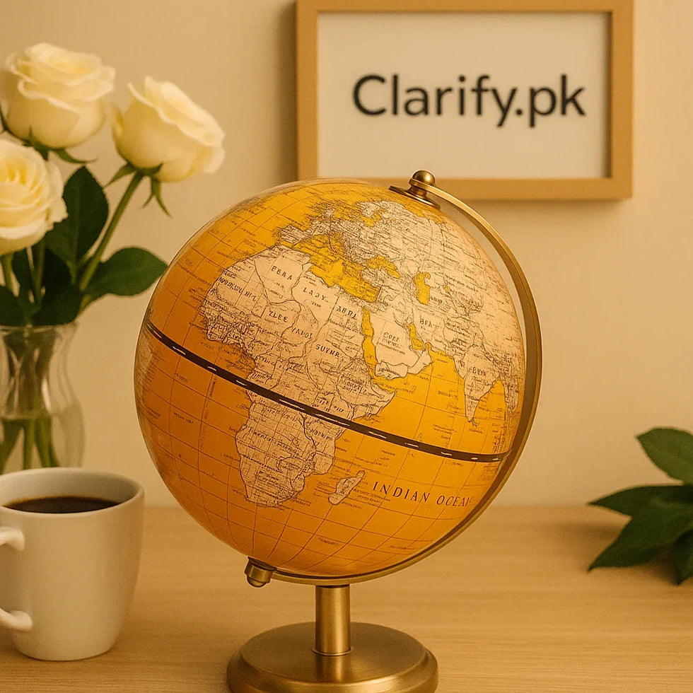 Luxury Decorative World Globe – Golden Yellow Edition - Clarify.pk