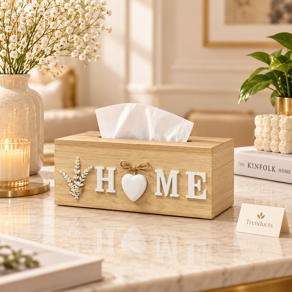 HOME Letter Wooden Tissue Box with Heart Accent