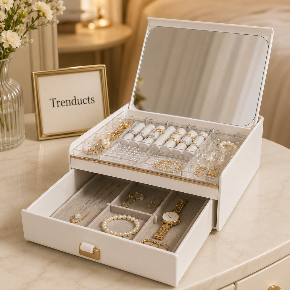 Luxury 2-Tier Jewelry Organizer with Mirror (Premium Quality)