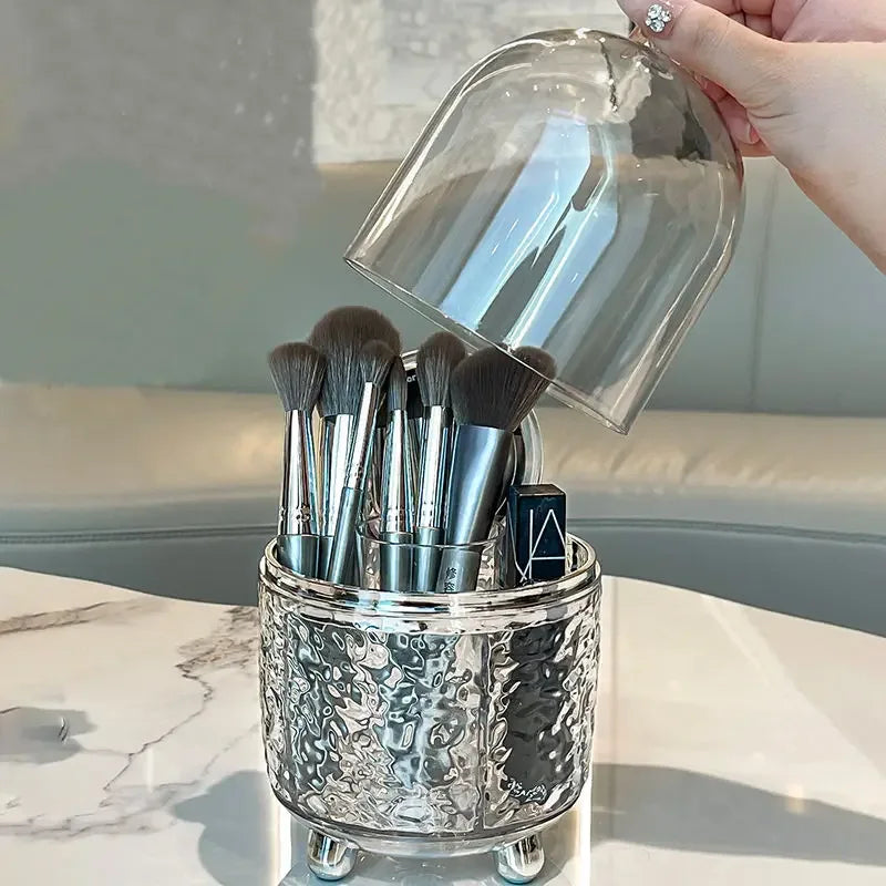 Luxury Makeup Brush Organizer with Glass Dome