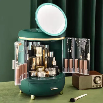 Luxury Makeup Organizer with LED Mirror - Clarify.pk