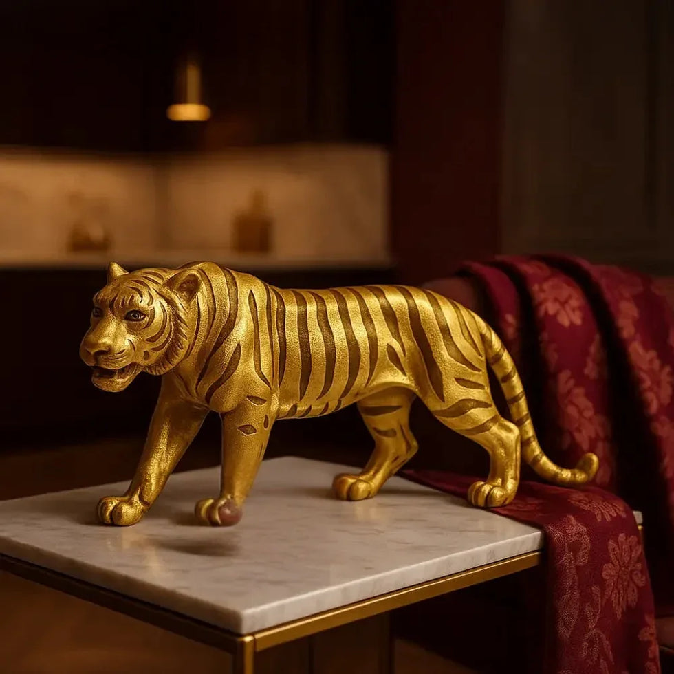 Luxury Metallic Animal Statues – Elegant Tiger Decor