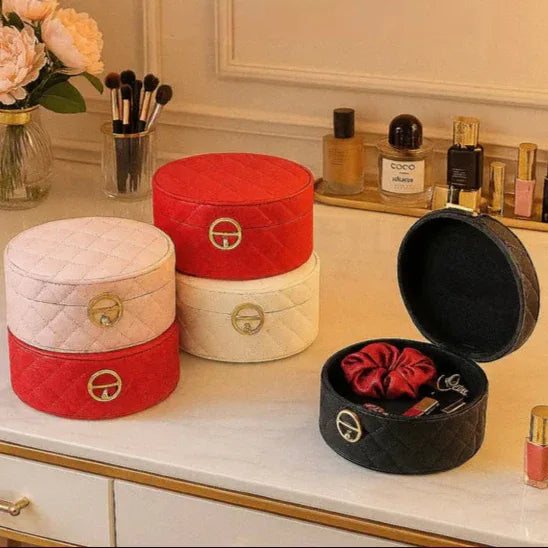 Luxury Quilted Jewelry Storage Box – Elegant & Compact - Clarify.pk