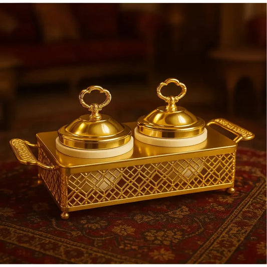 Luxury Serving Bowl Set with Gold Finish - Clarify.pk