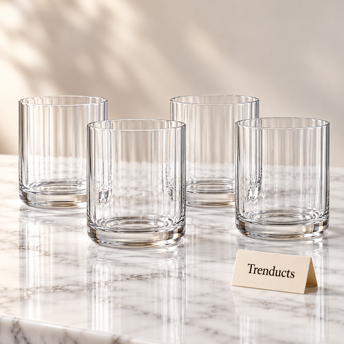 Danny Home Glass Tumbler Set - 4 Pcs 420ml Ribbed