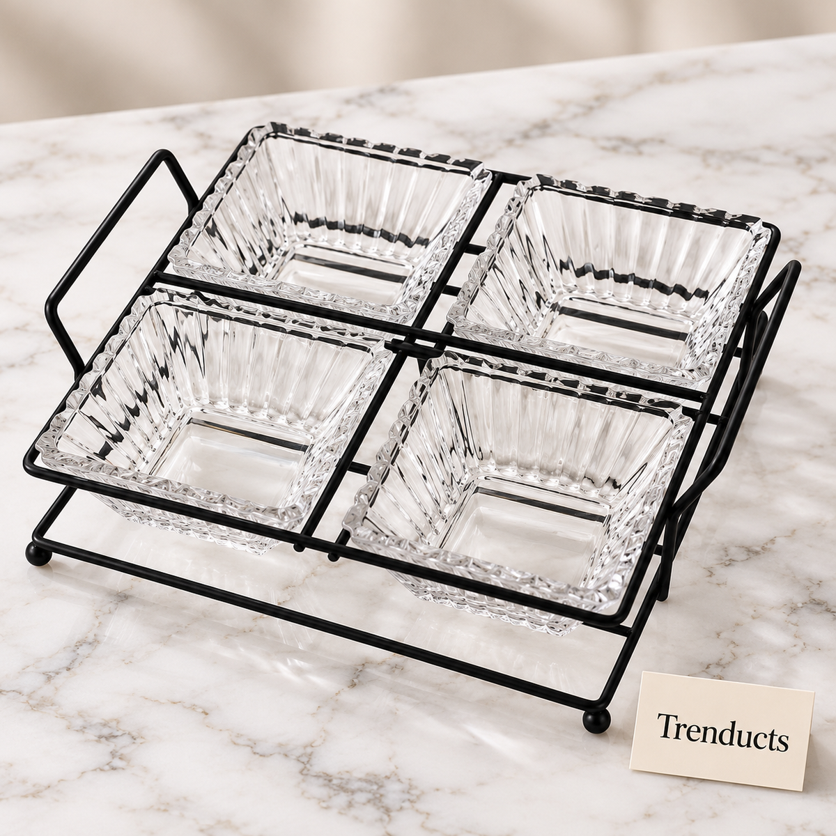 Danny Home Glass Snack Set - 4 Bowl 250ml Black or Gold