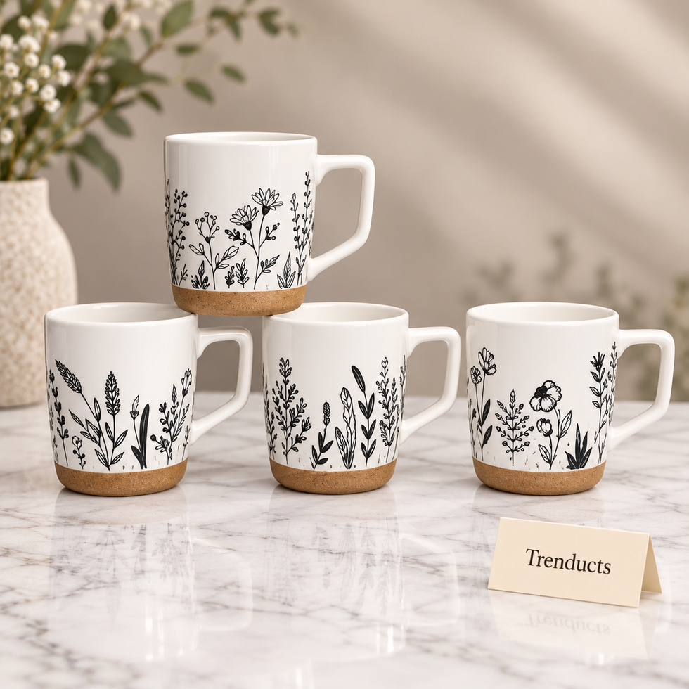 Wildflower Sketch Mug 450 ml - Black Line Art (Random)