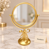 Elegant Gold Table Mirror - Round Swivel with Bow Stand