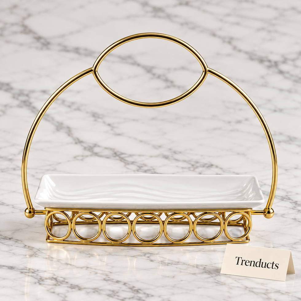 Brilliant 11 inch Plate - Gold Arched Handle Stand