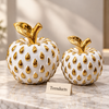 Gold Apple Table Accent - White Ceramic Showpiece