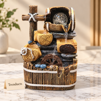 Cascade Tabletop Water Fountain on a white marble surface | Trenducts