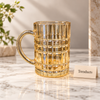 Glass Juice Mug - Gold Tint Checkered Beer Style Mug