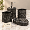 Luxury Bathroom Set - 4-Piece Fiber Ornate Floral Design
