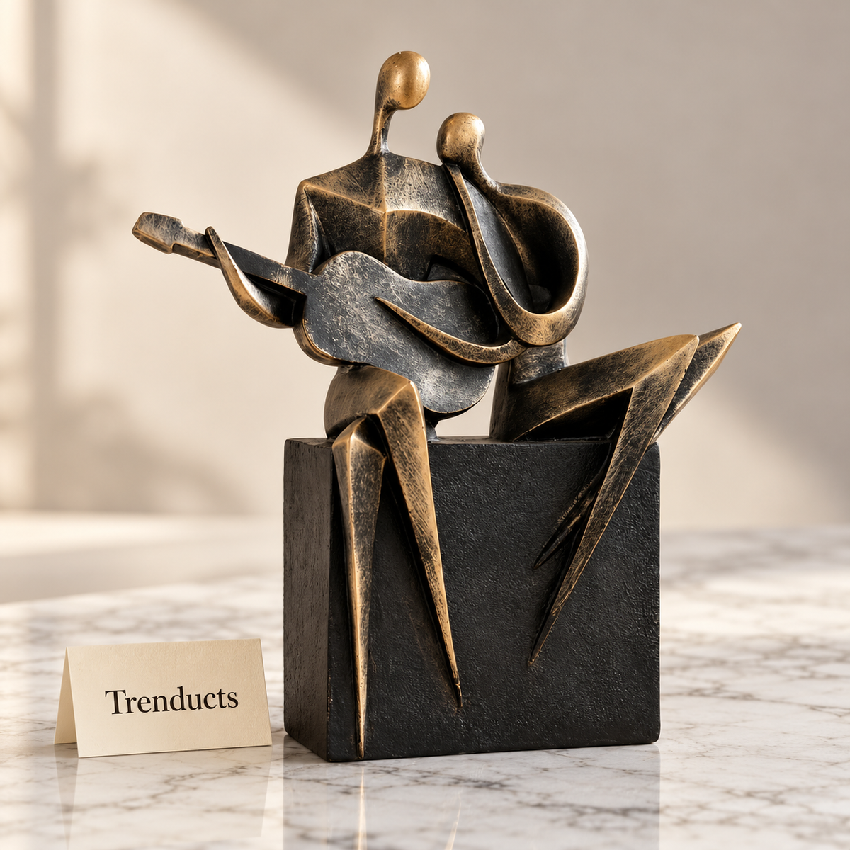 Guitar Couple Decoration Piece - Abstract Bronze Sculpture