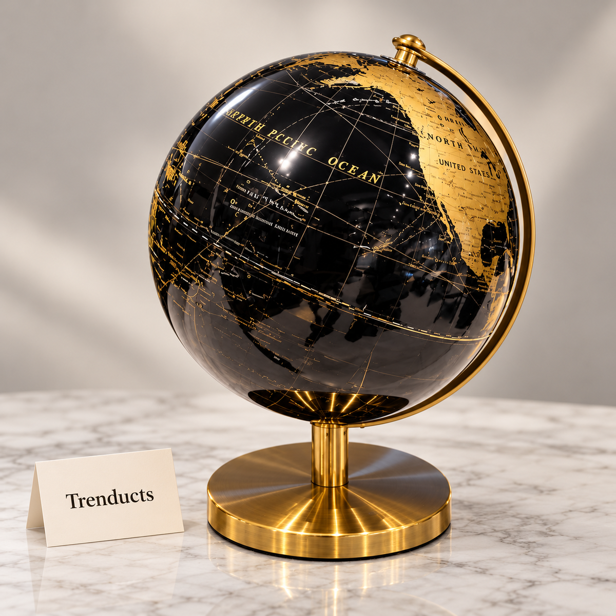 Luxury World Globe - Black & Gold Decor Globe, 25 cm