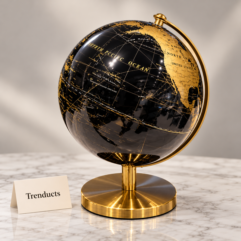 Luxury World Globe - Black & Gold Decor Globe, 25 cm
