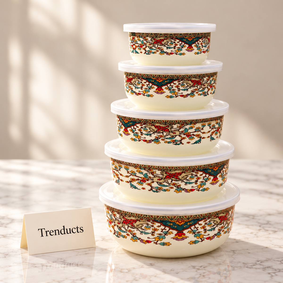 Enamel Fresh Box Set of 5 - Paisley Floral Print