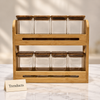 Premium Bamboo Spice Rack 2 Tier with 8 Glass Jars - Spice Jar Set