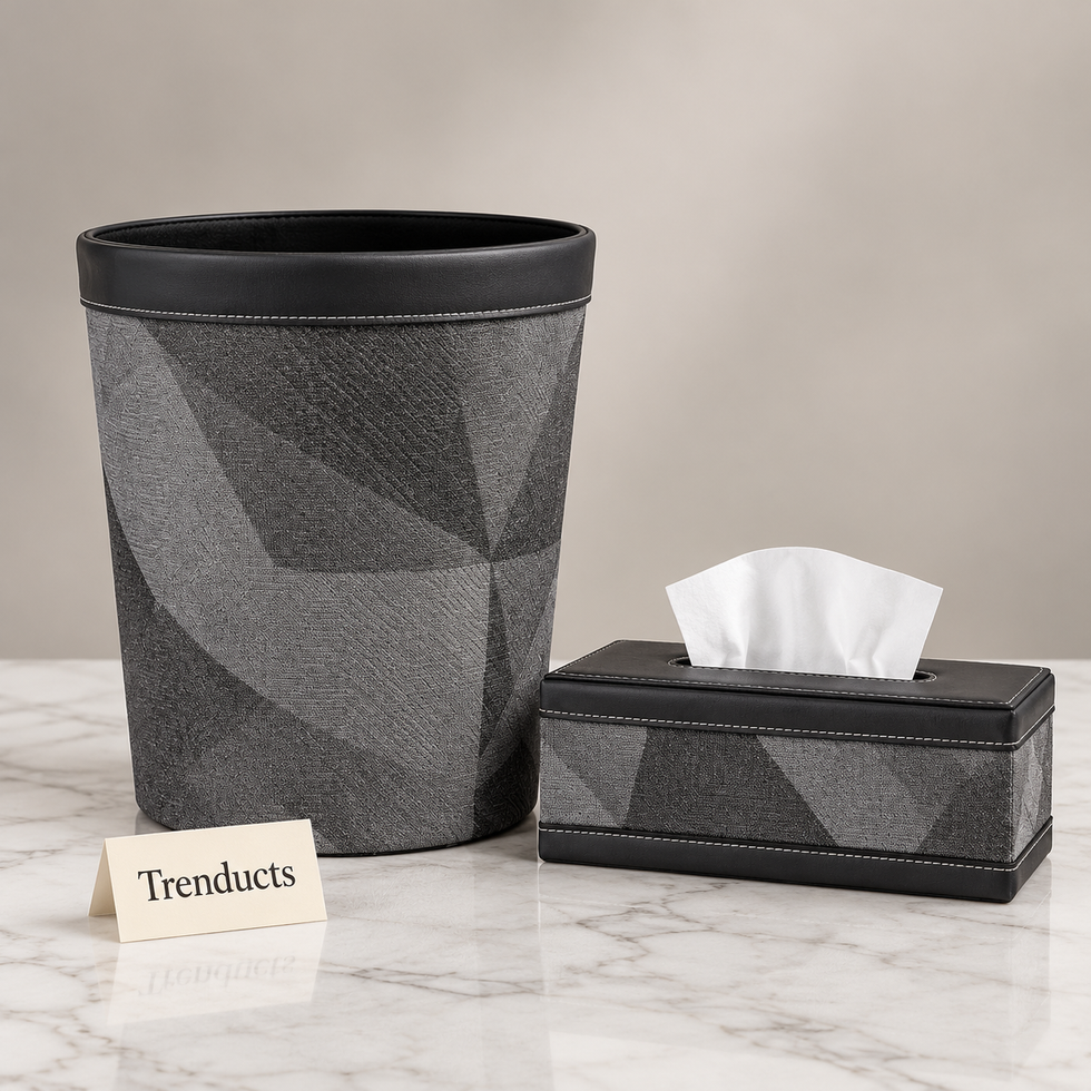Luxury Charcoal Geometric Pattern Tissue Box or Dustbin