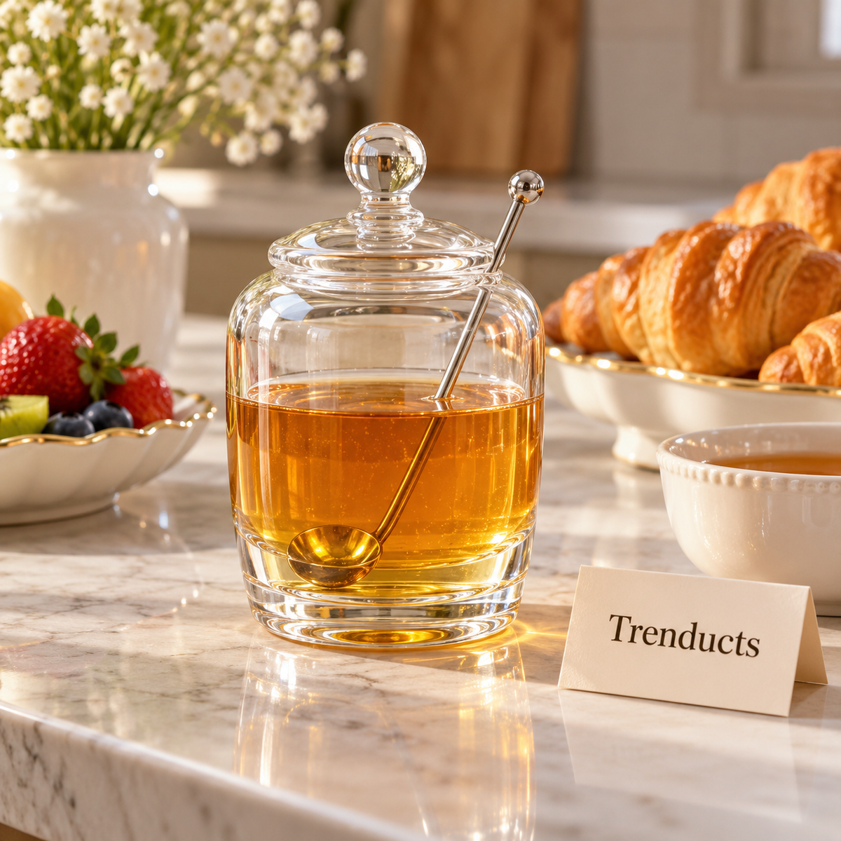 Danny Home Glass Storage Jar with Lid and Spoon