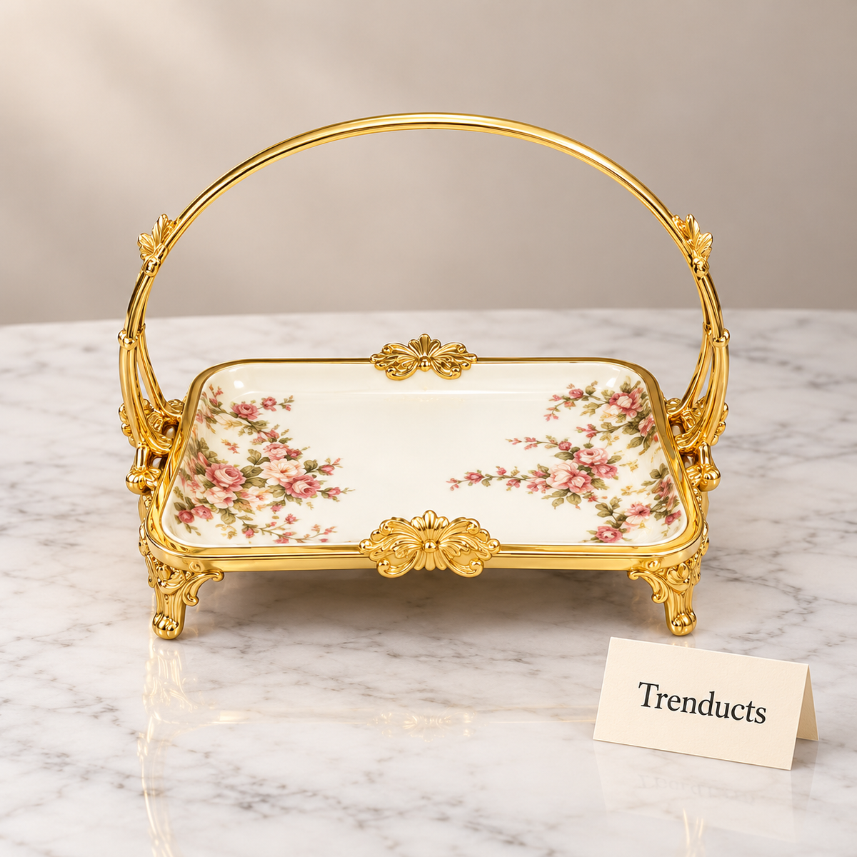 Brilliant Rectangular Basket Tray - Pink Floral