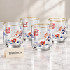 Danny Home Floral Glass Set - 4 Pcs 340ml Gold Rim