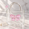 Glass Handbag Mug with Glass Straw - Pink 3D Bow Design