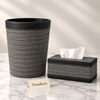 Premium Texture Tissue Box & Dustbin - Grey Herringbone